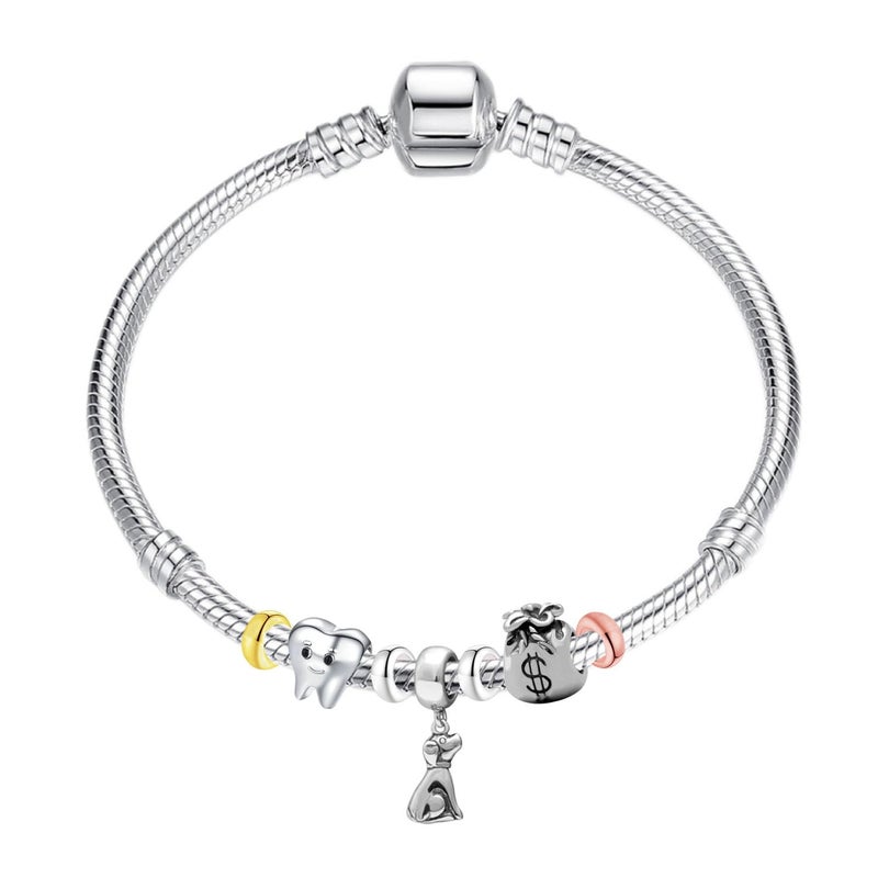 LAMOONY Clip Charms Sterling Silver Rondelle Spacer Bead Charm Stopper Charm for Pandora Charm Bracelets (Silver (2 pcs)) - Image 4